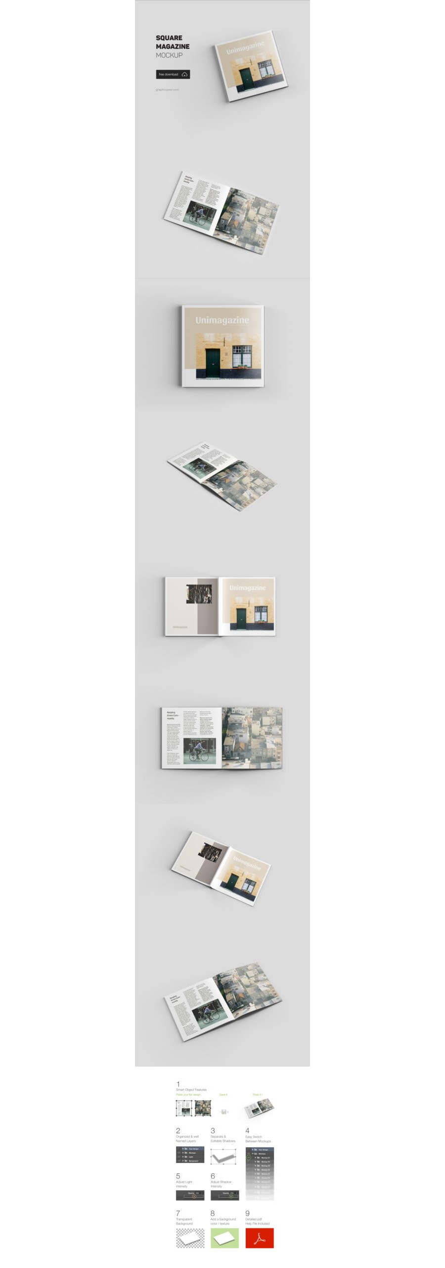 Square Magazine Free Mockup