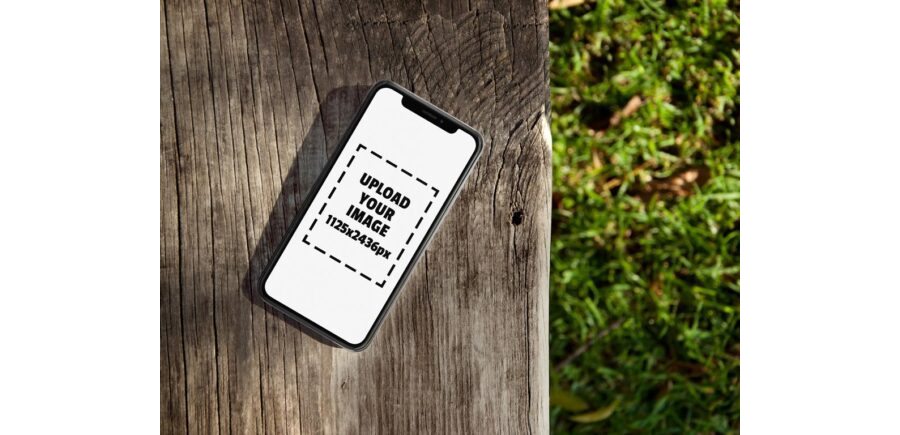 iPhone XR on a Bench Mockup Generator