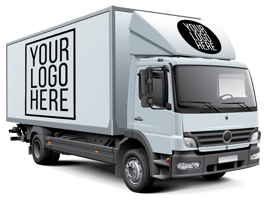 White Box Truck Free Mockup