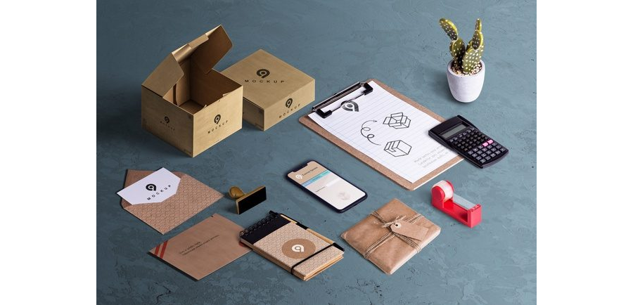 High angle of desktop scene creator pac Free Psd