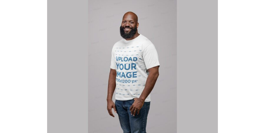 Man with Beard wearing T-Shirt Mockup Generator