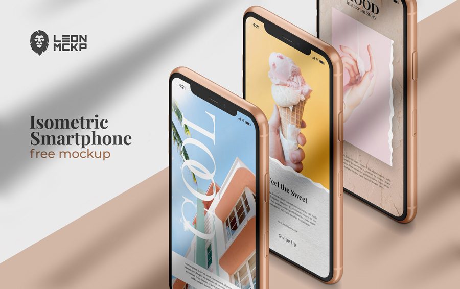 Isometric IPhone Mockup Free