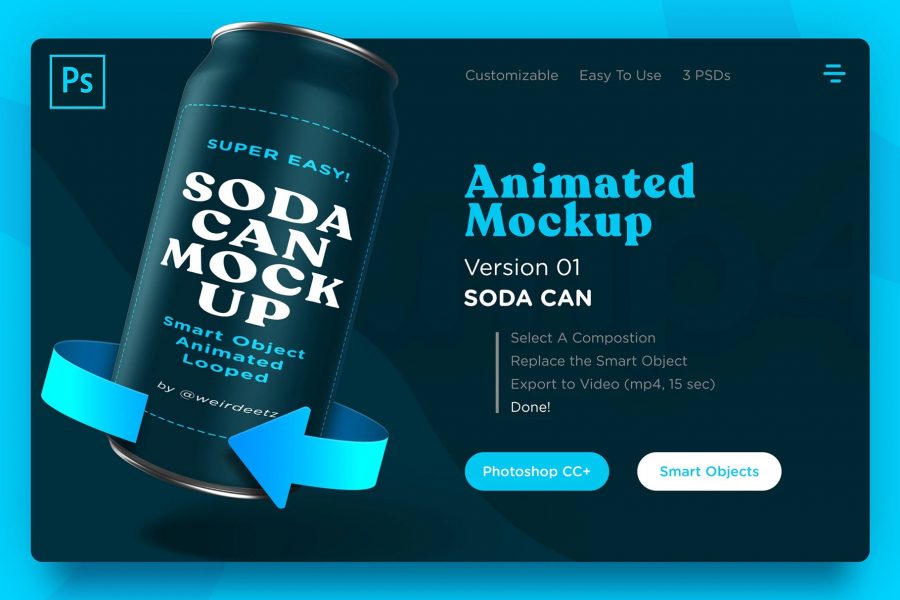 Free Sodacan Animated Mockup