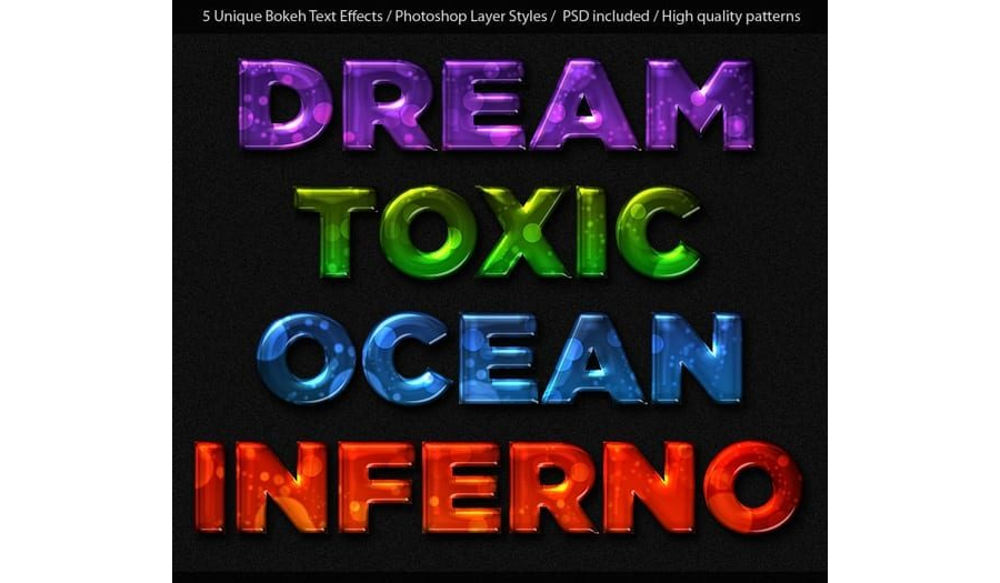 Free Bokeh Customizable Photoshop Text Effects – PSD Included – Free Bokeh Textures and Patterns included