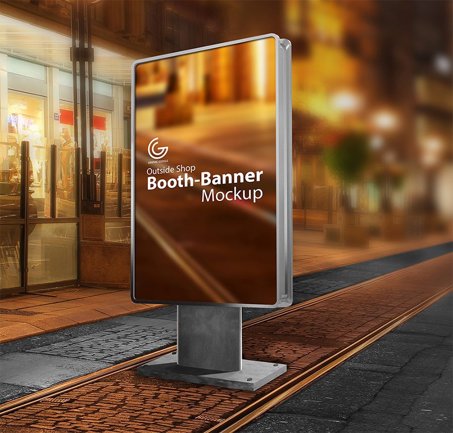 Outside Shop Booth Banner Mockup