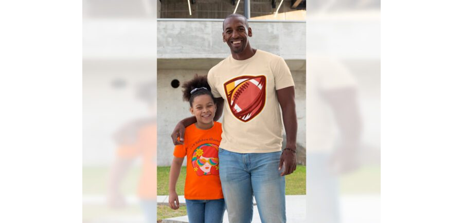 Father and Daughter wearing T-Shirts Mockup Generator