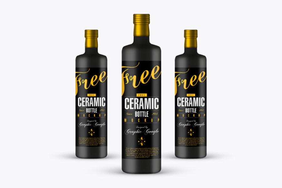 Free Ceramic Bottle PSD Mockup