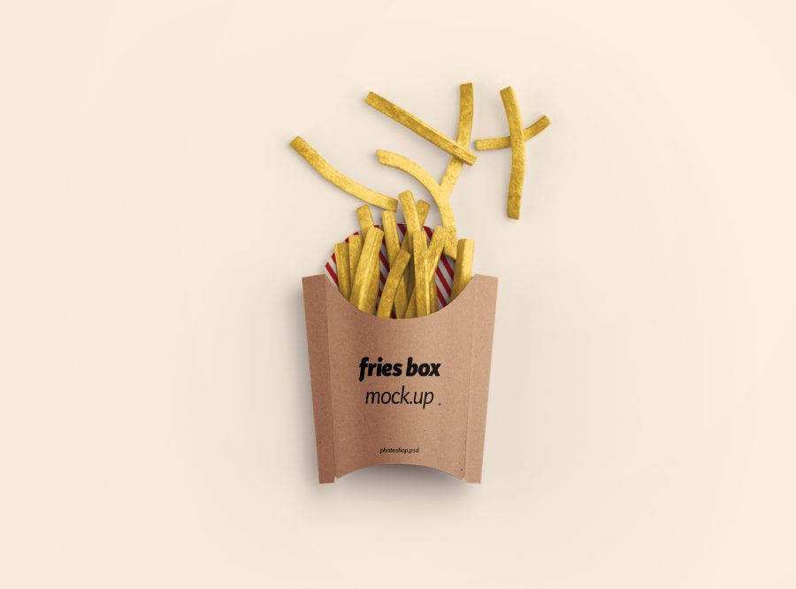 Free Fries Box PSD Mockup