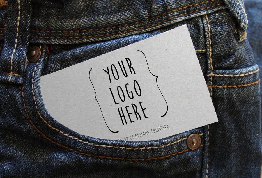 Card On Jeans Free Mockup